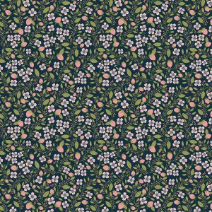 Poppie Cotton Country Life - Berry Blossoms -navy