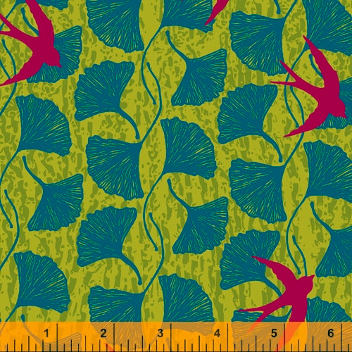 Windham Fabrics - Norma Rose - Ginkgo Leaves - green