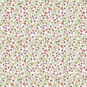 Poppie Cotton Country Life - Berry Blossoms -white
