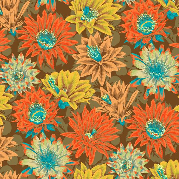 
            
                Load image into Gallery viewer, Cactus Flower - Brown by Philip Jacob for the Kaffe Fassett Collective
            
        