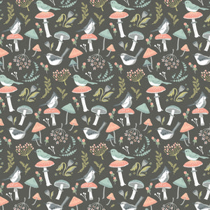 Poppie Cotton - Woodland Songbirds - Charcoal
