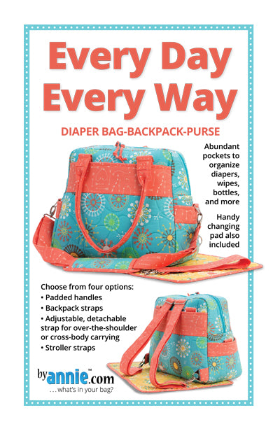
            
                Load image into Gallery viewer, byAnnie.com - Every Day Every Way - Diaper Bag-Backpack-Purse
            
        
